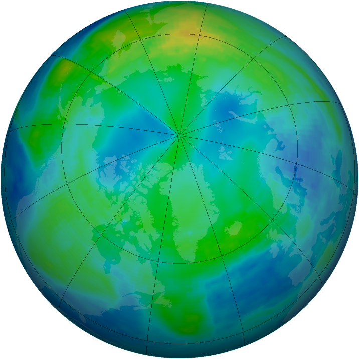 Arctic ozone map for 03 November 1992